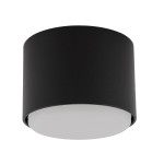 Lampa sufitowa Tubo H5,5 o czarnej, matowej obudowie, z białym kloszem na 1 żarówkę GX53. Ujęcie z boku, pokazujące okrągły kształt i teksturę materiału. Idealna do nowoczesnych wnętrz.