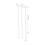 Lampa wisząca Etna Plus w kolorze czarnym, z trzema gniazdami G9. Prosty, nowoczesny design z metalowym wykończeniem. Produkt zawieszony, ukazany z przodu na jednolitym tle.
