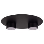 Lampa sufitowa Star w kolorze czarnym z dwoma źródłami światła GX53. Okrągła, matowa podstawa z metalicznymi oprawami, które podkreślają minimalistyczny design. Produkt zamontowany na suficie, idealny do nowoczesnych wnętrz.