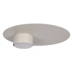 Lampa sufitowa Star w kolorze szarym/beżowym, o okrągłym kształcie. Posiada pojedyncze źródło światła GX53 umieszczone w centralnej części. Ujęcie z góry, prezentujące minimalistyczny design i gładką, matową powierzchnię.