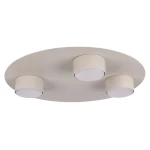Lampa sufitowa Star z trzema oprawami GX53, w kolorze szarym i beżowym. Owalna, płaska konstrukcja z trzech okrągłych źródeł światła, montowana na suficie. Elegancka i minimalistyczna forma, idealna do nowoczesnych wnętrz.