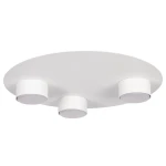 Lampa sufitowa Star z trzema oprawami GX53 w białym kolorze. Okrągła, płaska podsufitka z matowym wykończeniem, umieszczona na stałe. Elementy oświetleniowe w minimalistycznym stylu, rozmieszczone równomiernie na powierzchni.
