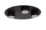 Lampa sufitowa Star 3xGX53 w kolorze czarnym, o okrągłej podstawie. Trzy źródła światła umieszczone w cylindrycznych oprawach, z białymi kloszami. Produkt montowany na suficie, widoczny z góry.