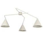 Lampa sufitowa Galaxy w kolorze szarym, z trzema stożkowymi kloszami. Utrzymana w nowoczesnym designie, zamontowana na metalowym stelażu. Klosze skierowane w dół, z miejscem na żarówki E27. Prosta forma, idealna do wnętrz w stylu minimalistycznym.