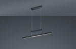 Czarna lampa wisząca Trajan LED 3-punktowa, o minimalistycznym designie. Składa się z dwóch równoległych listw LED zawieszonych na cienkich linkach. Zamontowana na prostokątnej podstawie sufitowej, idealna do nowoczesnych wnętrz.