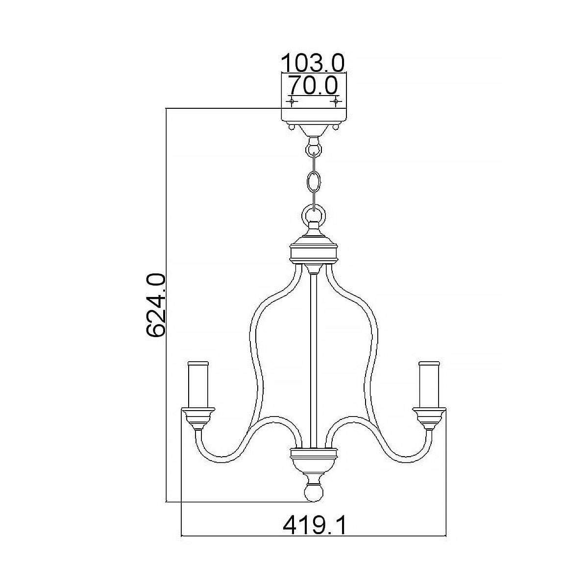 Lampa wisząca Hartsville w kolorze kredowej bieli, z trzema miejscami na żarówki E14. Okrągły stelaż z eleganckimi ramionami, zawieszona na łańcuszku. Wymiary: wysokość 624 mm, szerokość 419 mm.