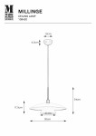 Czarna lampa wisząca Millinge z jednym gniazdem E27, o średnicy 50 cm i wysokości 34 cm. Posiada płaską, okrągłą podstawę oraz dwupoziomowy klosz. Zawieszona na metalowym przewodzie, idealna do nowoczesnych wnętrz.