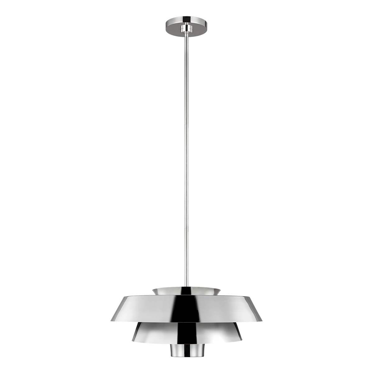 Lampa wisząca Brisbin 1xE27 wnikiel satyna, z dwoma warstwami klosza w kształcie stożków. Zawieszona na cienkim, metalowym przewodzie, z okrągłym mocowaniem sufitowym. Idealna do nowoczesnych wnętrz.