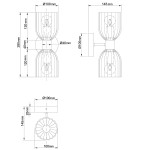 Kinkiet Piega 2xE14 w kolorze patynowym z bursztynowymi kloszami. Produkt ma klasyczny, symetryczny kształt z dekoracyjnymi detalami. Wymiary: wysokość 280 mm, szerokość 145 mm, średnica klosza 100 mm. Montowany na ścianie.
