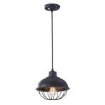 Lampa wisząca Urban Renewal, wykonana z antycznego, kutego żelaza. Okrągła podsufitka i cienki kabel prowadzący do klosza z siatki, w którym znajduje się żarówka E27. Kolor czarny, styl industrialny, idealna do nowoczesnych wnętrz.
