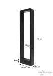 Lampa stojąca ogrodowa Rio LED H60 w kolorze antracytowym, w kształcie prostokątnego słupka o wymiarach 60 cm wysokości, 16 cm szerokości i 5,5 cm głębokości. Posiada minimalistyczny design z wbudowanym źródłem światła.