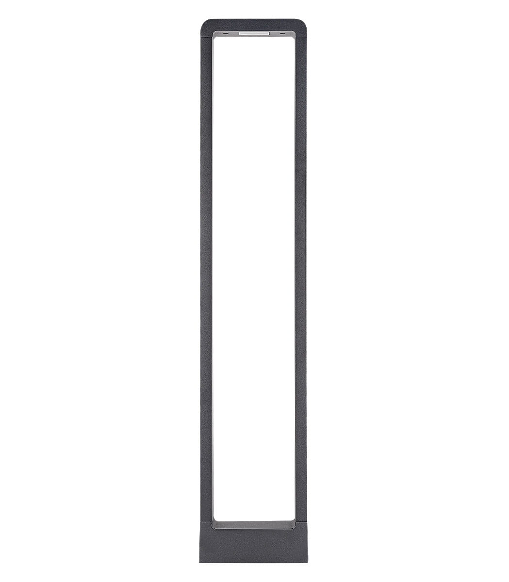 Lampa stojąca ogrodowa Rio LED H80 w kolorze antracytowym, o prostokątnym kształcie z otwartą górą, umieszczona na stabilnej podstawie. Ujęcie frontalne, na jednolitym tle.
