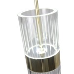 Lampa wisząca Ambiente z przezroczystym kloszem i złotym detalem, z jedną diodą LED 6W. Zbliżenie na górną część lampy, ukazujące teksturowany klosz oraz metalowy element mocujący.