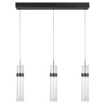 Lampa wisząca Ambiente LP-1510/3L z trzema kloszami LED 18W w kolorze grafitowym. Klosze mają cylindryczny kształt z przezroczystego materiału, zawieszone na cienkich linkach z metalowym mocowaniem. Montaż sufitowy, minimalistyczny design.