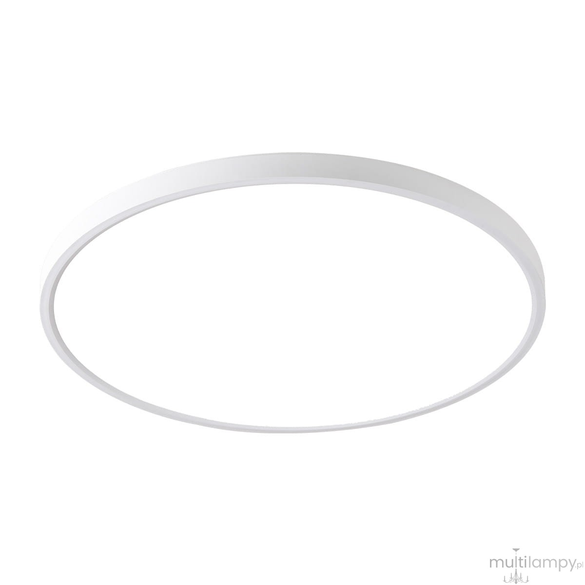 Biały plafon California D40, okrągły, z wbudowanym źródłem światła LED o mocy 36W. Ujęcie frontalne, produkt montowany na suficie, minimalistyczny design bez widocznych detali.