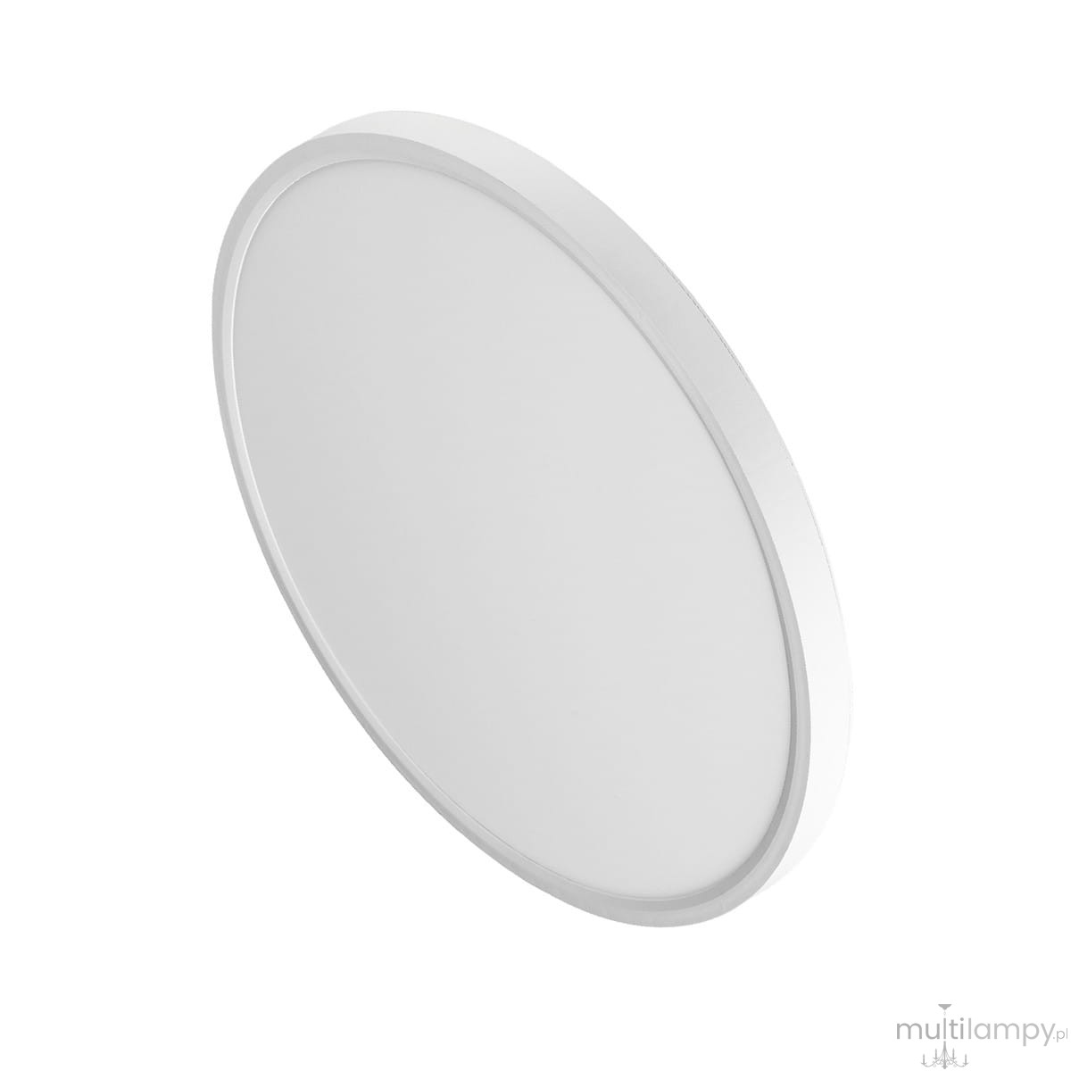Plafon California D40 w kształcie okrągłym, biały, z wbudowanym LED o mocy 36W. Ujęcie z boku, ukazujące subtelny, minimalistyczny design oraz gładką powierzchnię. Idealny do nowoczesnych wnętrz.