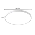 Plafon California D40 w kolorze białym o średnicy 400 mm i grubości 25 mm. Okrągły kształt, minimalistyczny design, przeznaczony do montażu sufitowego, z wbudowanym źródłem światła LED o mocy 36W.