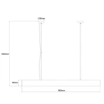 Lampa wisząca Cali 80, biała, z jedną diodą LED o mocy 32W. Prosta, prostokątna konstrukcja o wymiarach 800mm x 60mm, zawieszona na dwóch kablach, wysokość 1200mm. Idealna do nowoczesnych wnętrz.