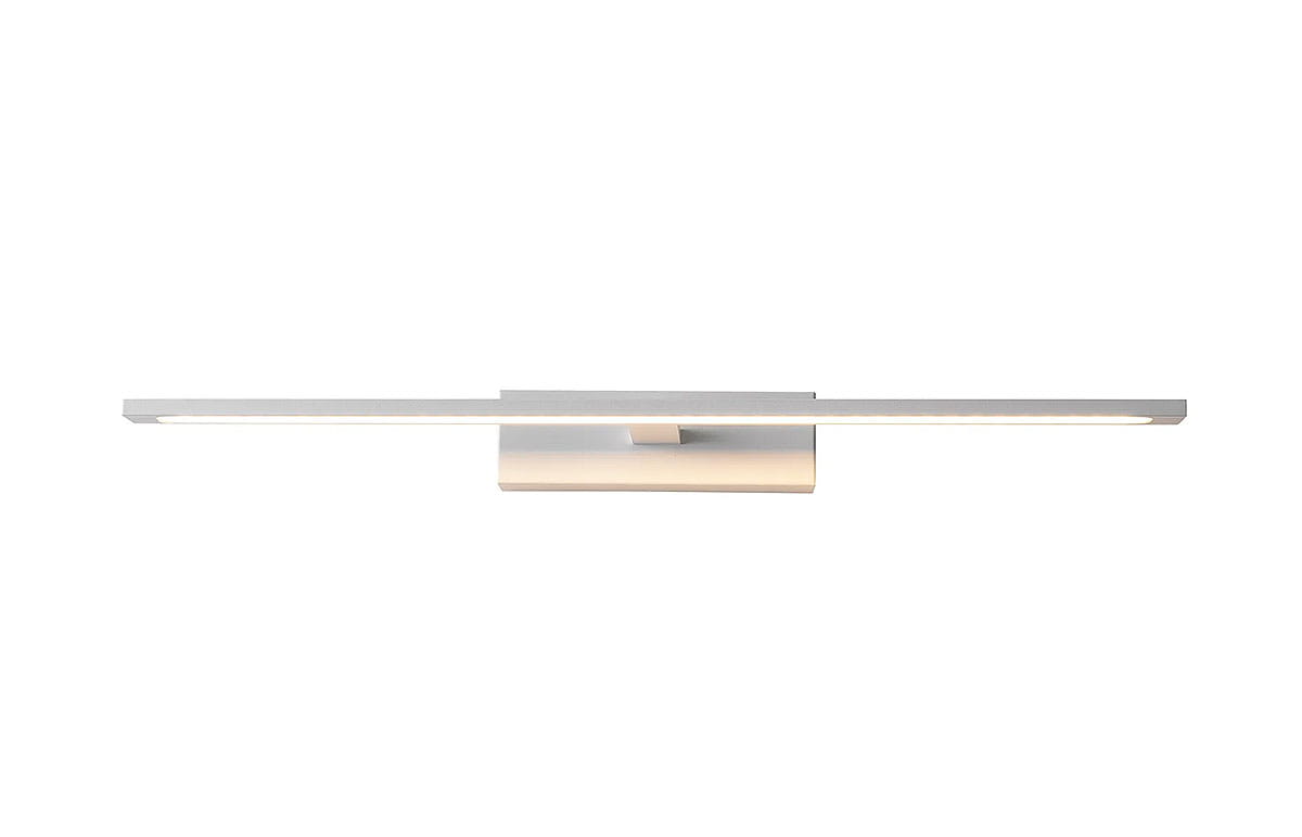 Kinkiet łazienkowy LED Elgidia IP44 w kolorze białym, o wymiarach 62 cm i mocy 22W. Posiada prostokątną, płaską obudowę montowaną na ścianie, z dwoma źródłami światła na końcach. Elegancki, minimalistyczny design, idealny do nowoczesnych wnętrz.