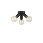 Lampa sufitowa Mazzo w kolorze czarnym z trzema oprawami na żarówki E27. Kształt okrągły, z widocznymi przezroczystymi kulistymi kloszami i matowym wykończeniem. Zamontowana na stropie, z równymi ramionami rozchodzącymi się w różnych kierunkach.