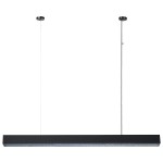 Lampa wisząca Mira 120, czarna, z jedną diodą LED o mocy 45W. Posiada prostokątny kształt, zawieszona na dwóch cienkich linkach. Widoczny jest perforowany klosz, który zapewnia równomierne rozproszenie światła.