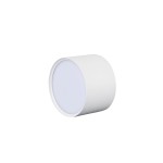 Biała lampa sufitowa Kendal LED IP54 o okrągłym kształcie, z matową obudową. Umieszczona w pozycji leżącej, z widocznym kloszem na górze. Produkt przystosowany do użytku w warunkach wilgotnych, z oznaczeniem IP54.