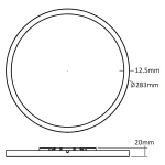 Pryzma D28 plafon 2xLED/IP44 w kolorze białym, okrągły kształt o średnicy 283 mm i grubości 20 mm, widoczny z boku. Zawiera wbudowane oświetlenie LED, przeznaczony do użytku w pomieszczeniach o podwyższonej wilgotności.