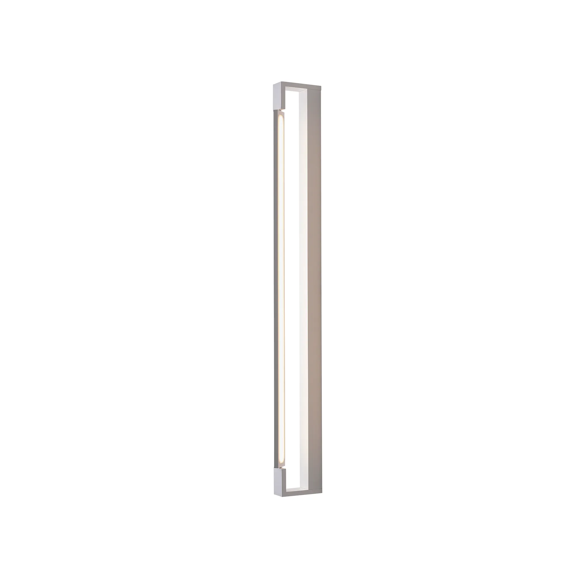 Flexia IP44 kinkiet łazienkowy LED w białym kolorze o prostokątnym kształcie. Zainstalowany w pionie, wykonany z metalu i szkła, prezentuje minimalistyczny design. Oświetlenie LED widoczne w środku, idealne do łazienki.