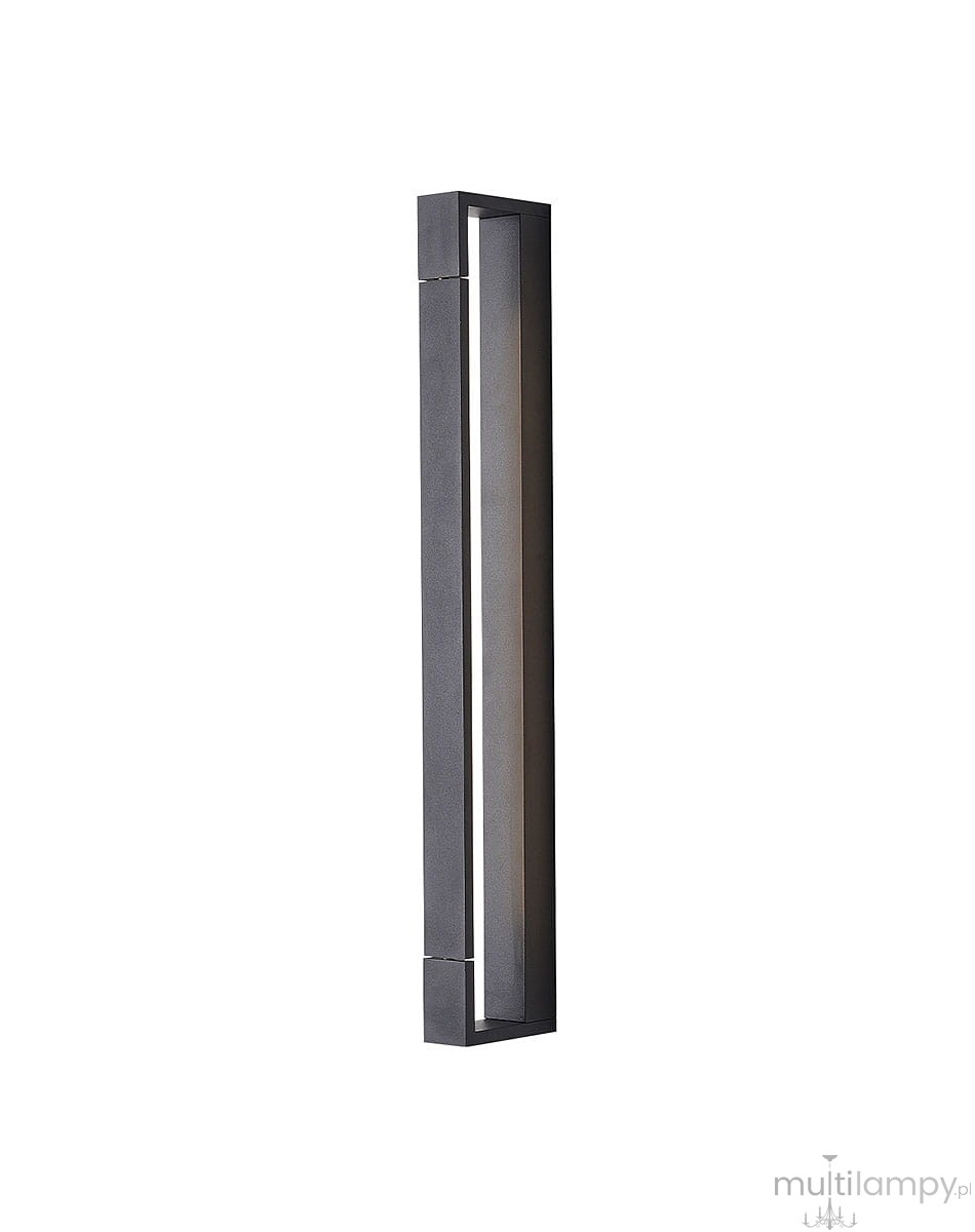 Kinkiet łazienkowy LED Flexia IP44 o wymiarach 60 cm i mocy 18 W, w kolorze czarnym. Prostokątny kształt z matowym wykończeniem, montowany pionowo. Światło emitowane z jednej strony dla równomiernego oświetlenia przestrzeni.
