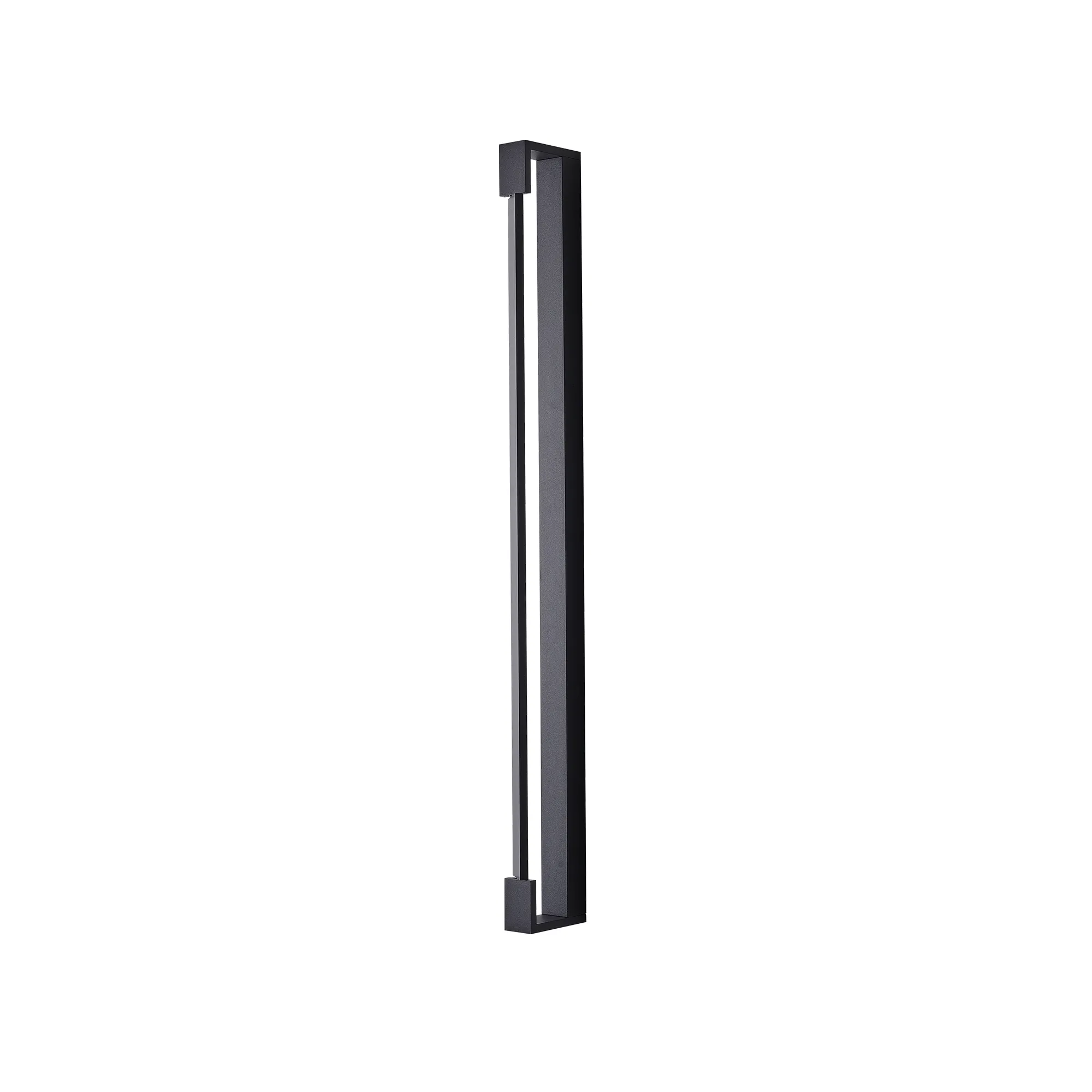 Czarny kinkiet łazienkowy LED Flexia IP44 o wymiarach 100 cm, o prostokątnym kształcie. Zainstalowany pionowo, z widocznym źródłem światła LED, idealny do oświetlenia wnętrz. Prosta, nowoczesna forma bez zdobień.
