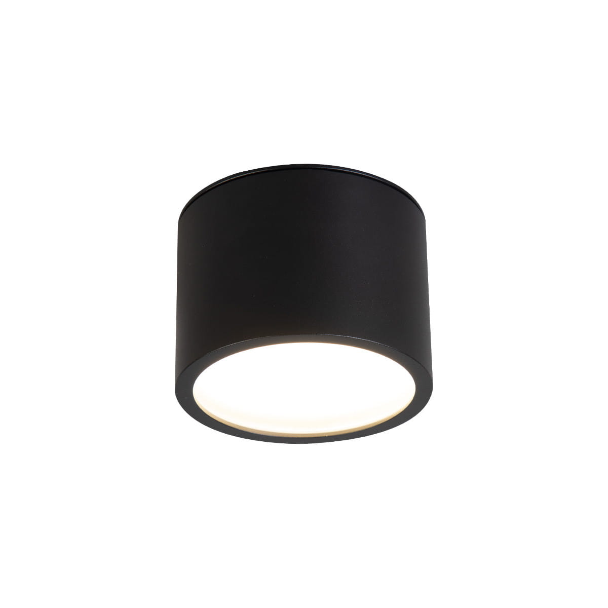 Lampa sufitowa Kendal w kształcie tuby, czarna, IP65, z jedną oprawą GX53. Stojąca, z okrągłym, białym kloszem, emitującym światło, idealna do zastosowań wewnętrznych i zewnętrznych. Prosta forma, matowe wykończenie.