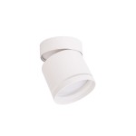 Lampa sufitowa Kendal w kolorze białym, z jedną oprawą GX53. Okrągły, ruchomy klosz w minimalistycznym designie, montowany na suficie. Wykonana z materiału o matowej fakturze, idealna do nowoczesnych wnętrz.