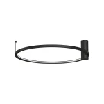Czarna lampa sufitowa Ringa D60 z jedną diodą LED o mocy 35W i klasie ochrony IP44. Okrągły kształt, montaż na suficie, widoczny jeden cienki przewód. Prosty, nowoczesny design na białym tle.