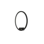 Kinkiet Ringa D40 w kolorze czarnym, okrągły kształt, z pojedynczym źródłem światła LED 20W, IP44. Ujęcie z boku, montowany na ścianie, minimalistyczny design, idealny do nowoczesnych wnętrz. Tło proste, białe.