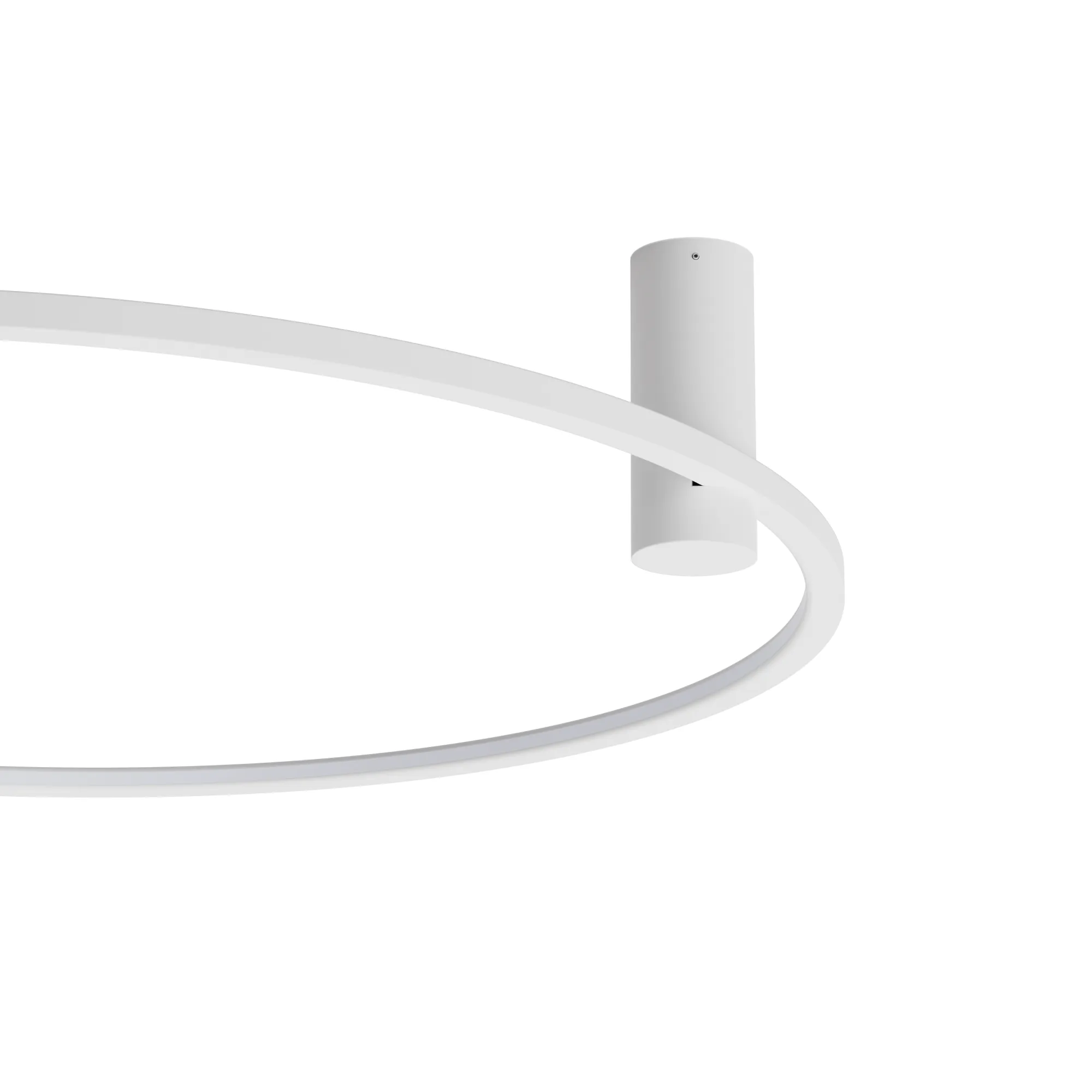 Biała lampa sufitowa Ringa D60 z jedną diodą LED (35W), o okrągłym kształcie. Widoczny montażowy cylinder w kolorze białym. Lampa idealna do wnętrz, z klasą ochrony IP44, co zapewnia odporność na wilgoć.