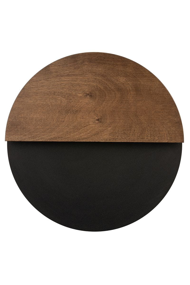 Kinkiet Luna D36 z jedną diodą LED 7W, w kształcie półkola, z górną częścią w kolorze wenge i dolną w czerni. Ujęcie frontalne, produkt zamontowany na ścianie, bez dodatkowych dekoracji.