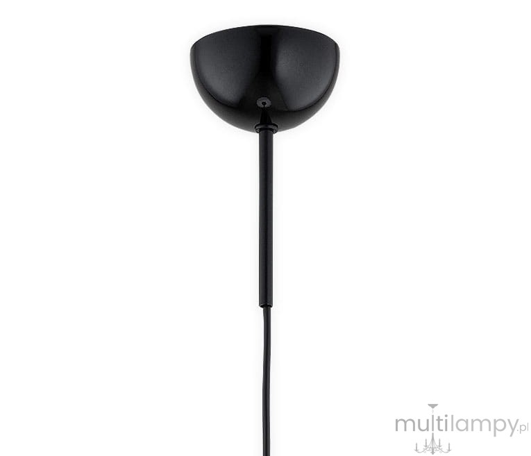 Lampa wisząca Klara 2 z czarnym wykończeniem, z pojedynczym uchwytem E27. Ujęcie z góry pokazuje okrągłą podsufitkę i wiszący przewód. Prosta, nowoczesna konstrukcja, idealna do różnych wnętrz.