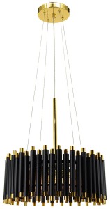 Narni lampa wisząca 4xE27 czarna/złota 6235/4 BL TR 