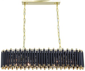 Narni lampa wisząca 8xE27 czarna/złota 6235/8 BL TR