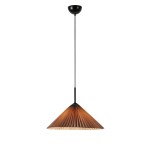Lampa wisząca Plisado 1xE27 w kolorze czarnym i szarym. Kształt stożkowy z plisowaną, teksturowaną powierzchnią. Zawieszona na cienkim przewodzie, z okrągłym mocowaniem sufitowym. Idealna do nowoczesnych wnętrz.