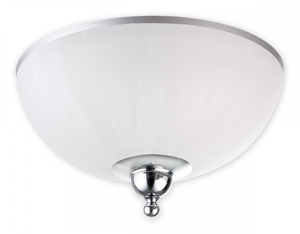 Plafon sufitowy Flex O1481 CH w kształcie półkuli, z białym, matowym kloszem i chromowanym wykończeniem. Zainstalowany na ścianie, prezentuje nowoczesny design, idealny do różnych aranżacji wnętrz.