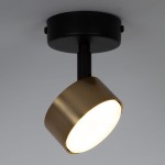 Czarna lampa sufitowa Nemo H15 z metalowym kloszem w kolorze złotym, montowana na stropie. Klosz ma okrągły kształt, skierowany w dół, z miejscem na żarówkę GX53. Prosty, nowoczesny design z wykończeniem w połysku.