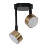 Lampa wisząca Nemo 2xGX53 w kolorze czarnym z złotymi akcentami. Dwa okrągłe klosze osadzone na czarnych ramionach, zamontowane na okrągłej podstawie. Klosze mają białe, matowe wykończenie, co zapewnia równomierne rozproszenie światła.