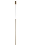 Lampa wisząca Sopel Premium H75 w kolorze złotym, z pojedynczym źródłem światła G9. Prosta, cylindryczna konstrukcja, zawieszona na cienkim przewodzie, z metalowym mocowaniem u góry. Idealna do nowoczesnych wnętrz.