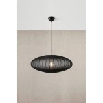 Lampa wisząca Florence D75 w kolorze czarnym, z okrągłym kloszem o falistym wzorze, zawieszona na cienkim przewodzie. Wyposażona w jedno gniazdo E27, widoczne źródło światła w środku. Ujęcie frontalne na jednolitym tle.