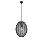 Lampa wisząca Florence D40 w kolorze czarnym z metalową, ażurową konstrukcją w kształcie owalnym. Posiada jedno gniazdo E27, zawieszona na długim przewodzie, montowana sufitowo. Widoczna żarówka w środku. Tło białe, co podkreśla elegancję lampy.