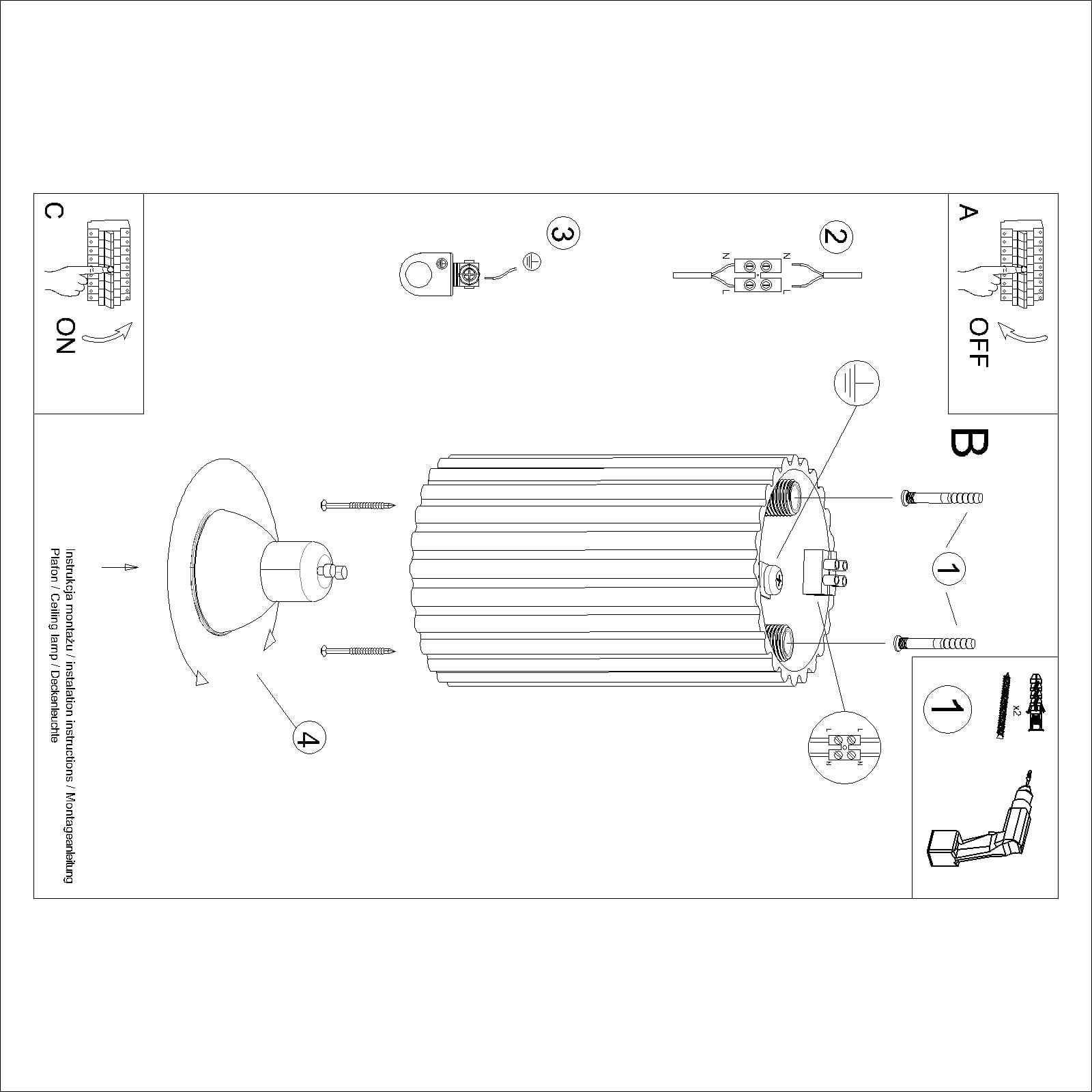 Lampa sufitowa Karbon 10, o średnicy klosza z rowkowaną teksturą w kolorze ochra czerwona, z jedną oprawą GU10. Ujęcie z góry, ukazujące wnętrze lampy i elementy montażowe. Klosz zamontowany na okrągłej podstawie.