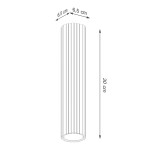 Lampa sufitowa Karbon 30, kolor ochra czerwona, o wymiarach 30 cm wysokości i 6,5 cm średnicy. Wykonana z materiału o teksturowanej powierzchni, cylindryczny kształt z poziomymi żłobieniami. Przeznaczona na żarówkę GU10.
