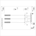 Lampa wisząca Karbon 3, z trzema źródłami światła GU10, w kolorze ochra czerwona. Produkt ma prostokątną, metalową konstrukcję z trzema cylindrycznymi kloszami. Ujęcie z góry, pokazujące szczegóły mocowania oraz układ przewodów.