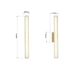 Kinkiet Linea H45 w złotym kolorze, z jedną diodą LED o mocy 8W, o wymiarach 450 mm wysokości i 60 mm średnicy. Prosty, smukły kształt, montowany na ścianie, idealny do oświetlenia wnętrz. Ochrona IP44, co zapewnia odporność na wilgoć.